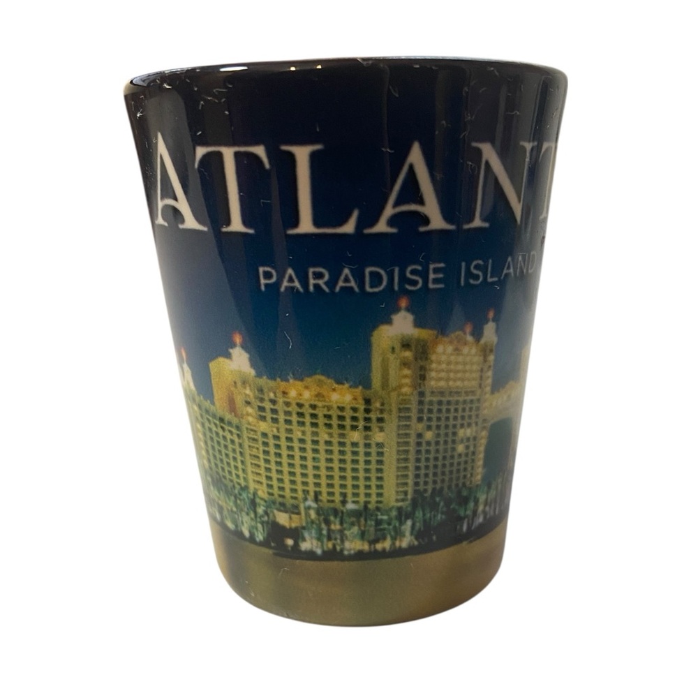 Atlantis Paradise Island Shot Glass – Nighttime Resort View Souvenir